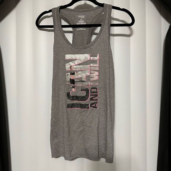 Danskin Now “I can and Will” racer back tank top , grey tank - Picture 1 of 6